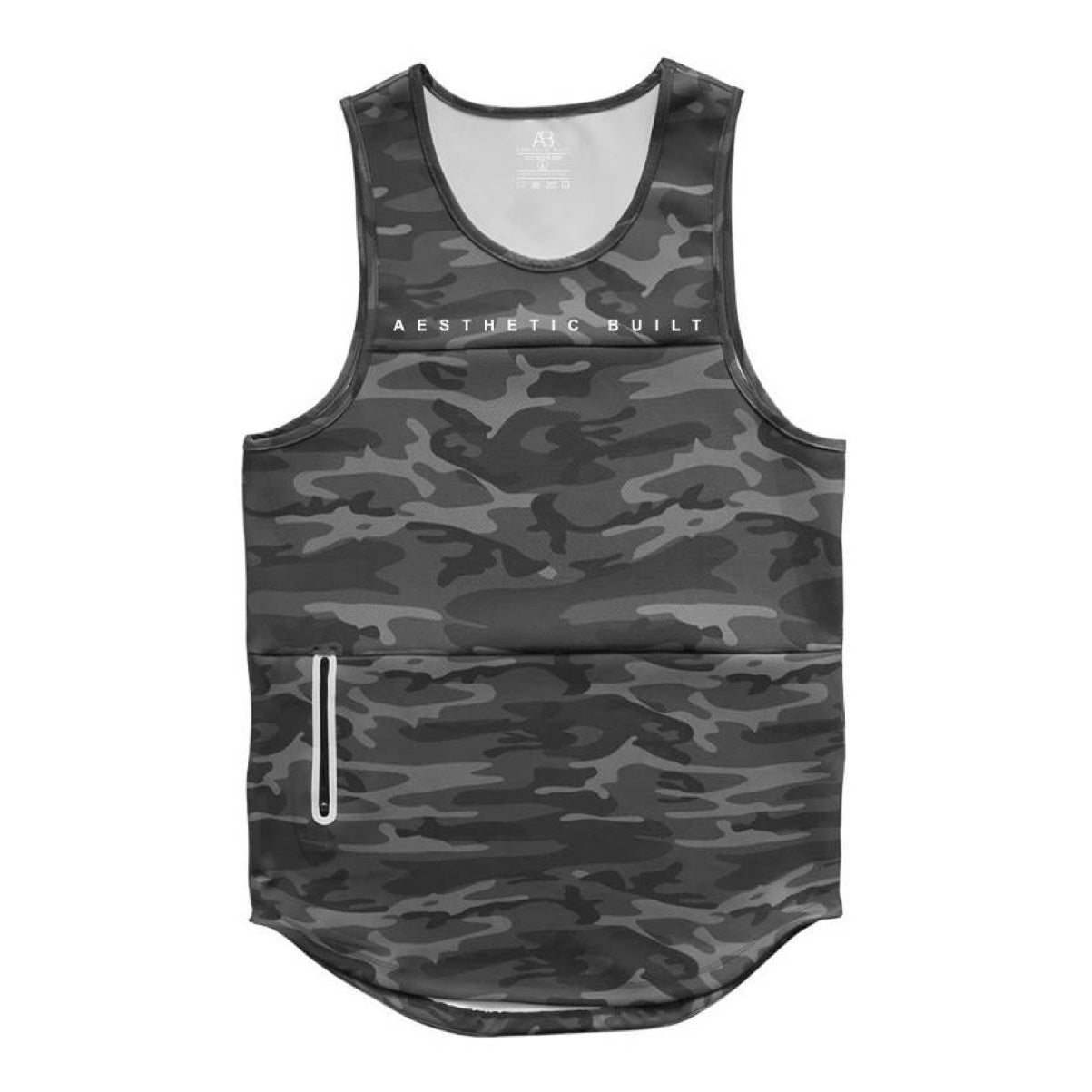 Camo Gray Perfect Muscle Zipper Pocket Tank